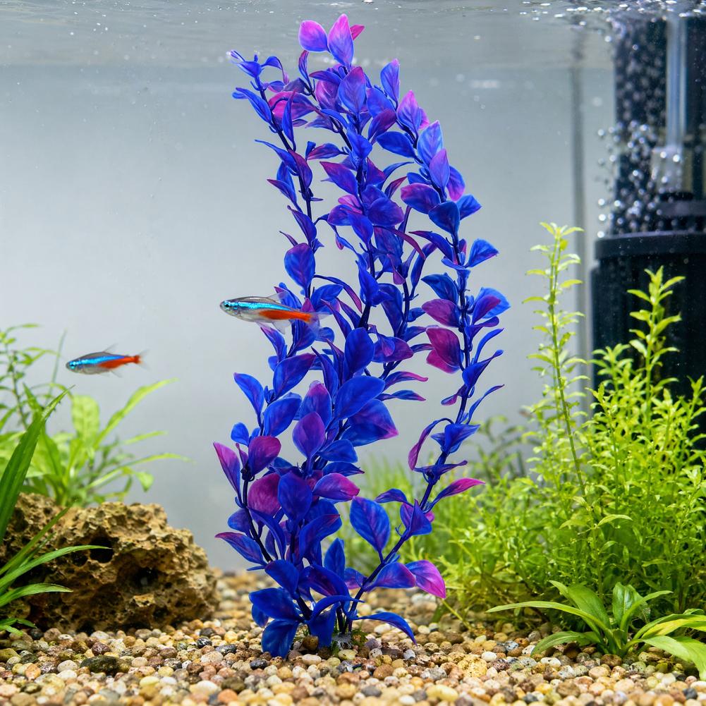 Planted Aquarium For Goldfish - Artificial Water Plants Weighted Gravel Base