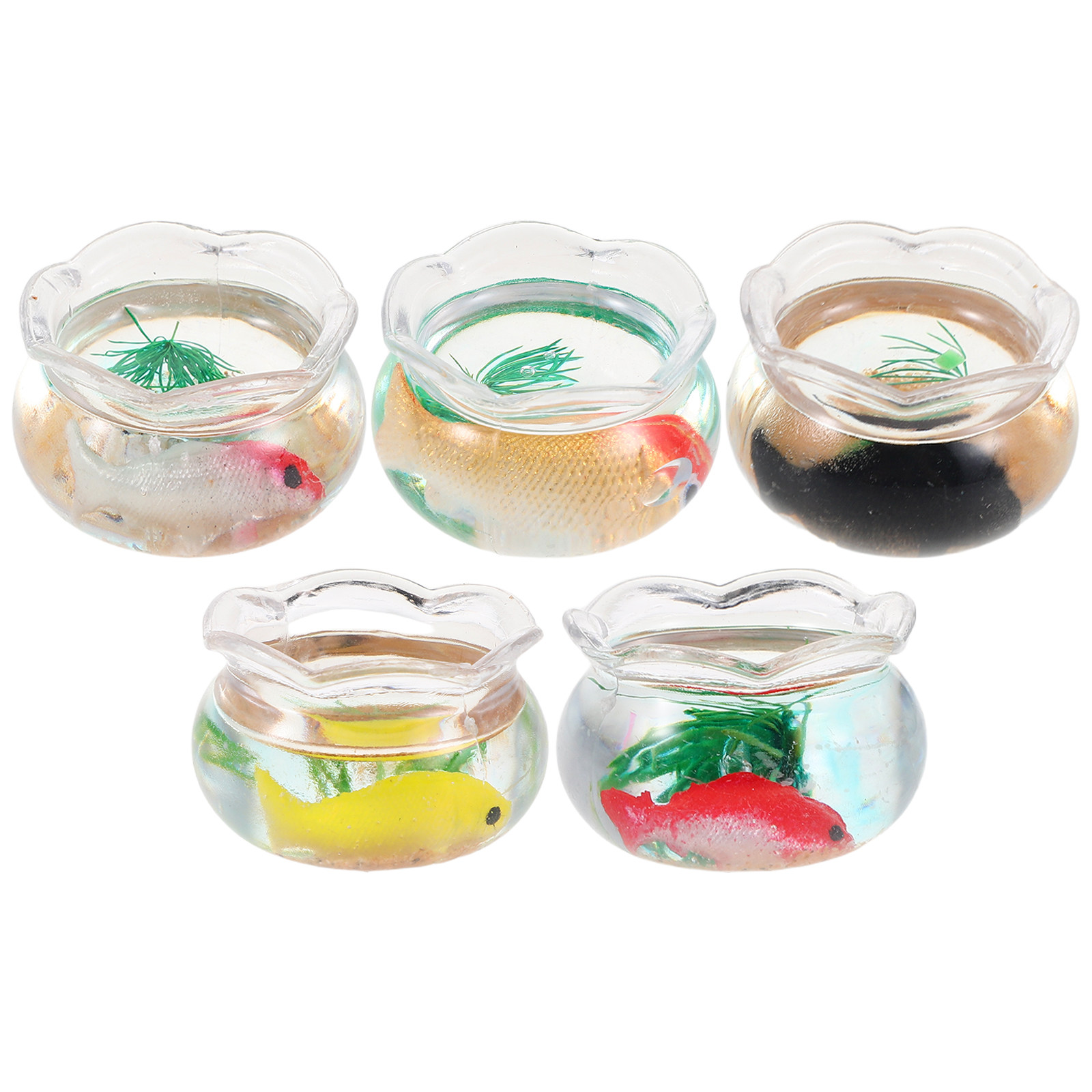 5Pcs Mini Fish Bowl Small Roun - Aquarium Planted Fish Tank 评论和价格